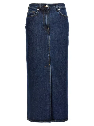 Loulou Studio Rona Denim Maxi Skirt In Blue