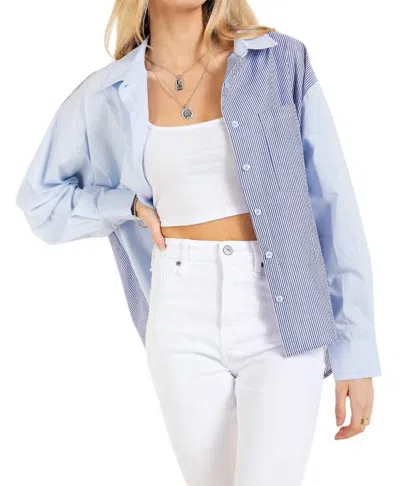 Kori Mix And Match Stripe Long Sleeve Shirt In Blue Stripe In Blue