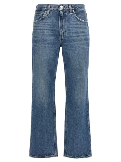 Agolde Riley High Rise Straight Crop In Blue