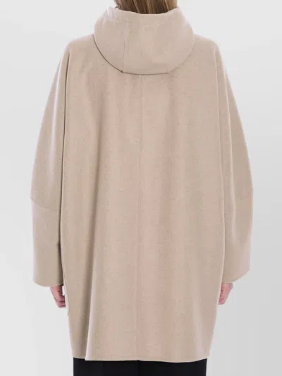 Max Mara Double-breasted Coat With Hood In Neutral