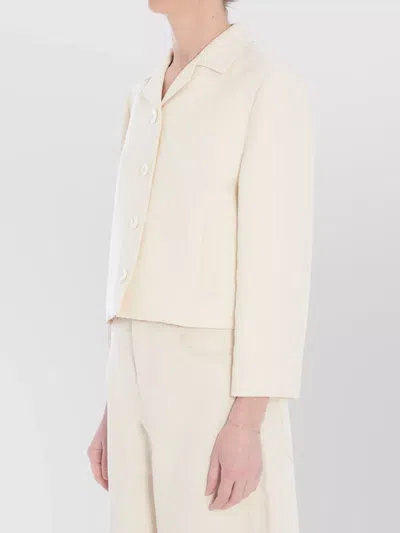 Gucci Wool And Silk Crepe Blazer With Notched Collar In Neutral