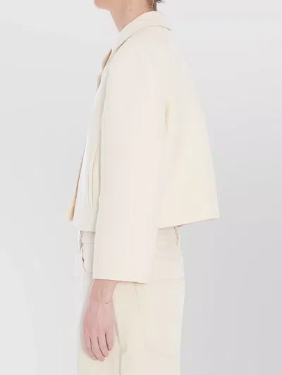 Gucci Wool And Silk Crepe Blazer With Notched Collar In Neutral