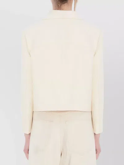 Gucci Wool And Silk Crepe Blazer With Notched Collar In Neutral