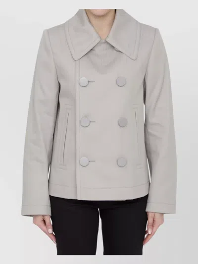 Bottega Veneta Double-breasted Peacoat In Gray