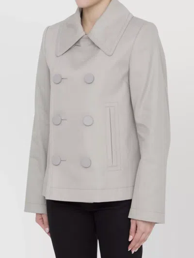 Bottega Veneta Double-breasted Peacoat In Gray