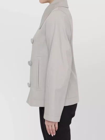 Bottega Veneta Double-breasted Peacoat In Gray