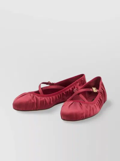Dolce & Gabbana Satin Ballerina In Red