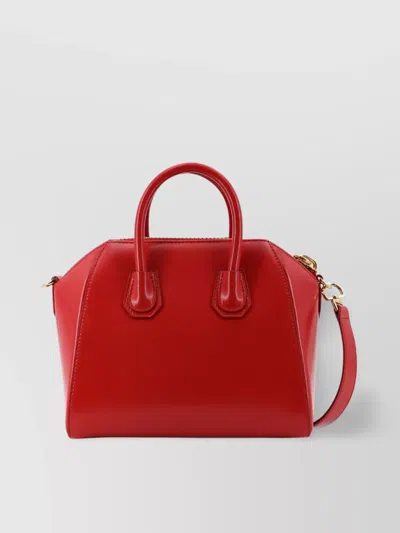 Givenchy Mini Leather Shoulder Bag With Structured Shape In Red