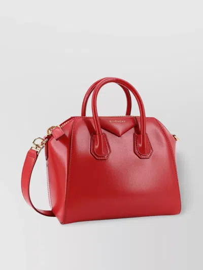 Givenchy Mini Leather Shoulder Bag With Structured Shape In Red