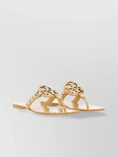 Tory Burch Studded "miller" Sandal In Neutral