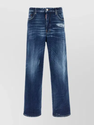 Dsquared2 Classic Five-pocket Jeans With Subtle Fading And Distressing In Blue