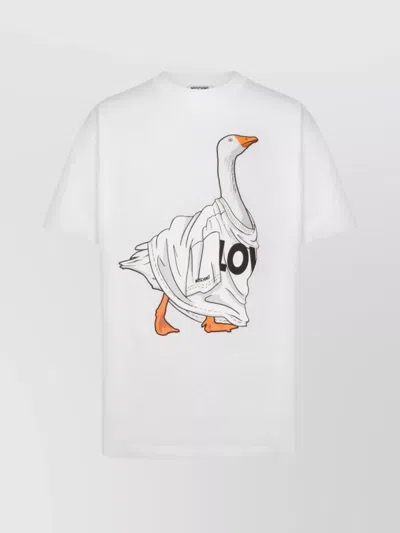 Moschino Organic Cotton Jersey T-shirt Goose In White