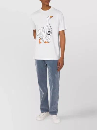 Moschino Organic Cotton Jersey T-shirt Goose In White