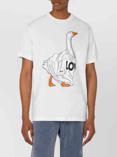 Moschino Organic Cotton Jersey T-shirt Goose In White