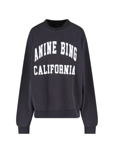Anine Bing Miles Branded-print Sweatshirt In Black