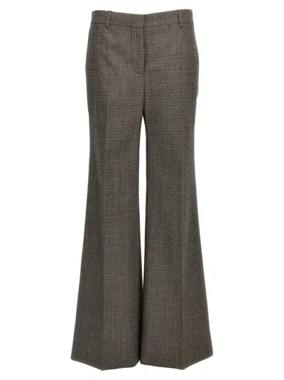 Stella Mccartney Micro Houndstooth Wool Trousers With Flared Leg In Gray