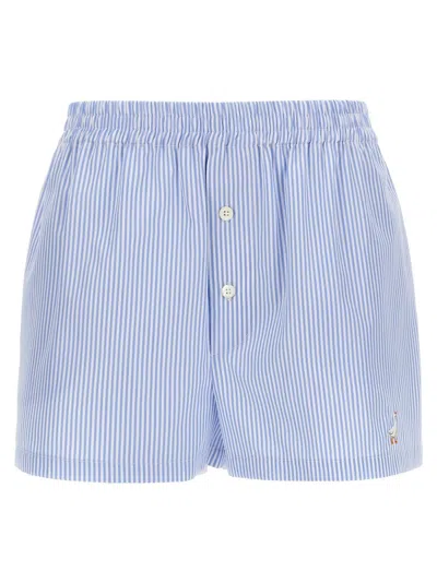 Moschino Striped Cotton Poplin Boxer Shorts In Blue