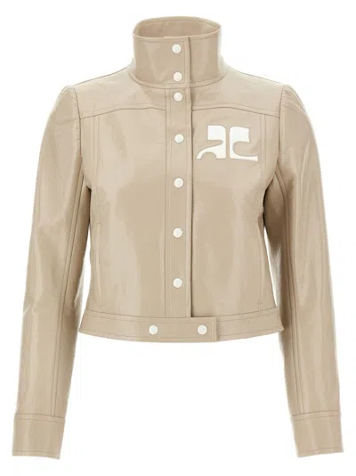 Courrèges Courreges Re Edition Jacket In Coated Cotton In Gold