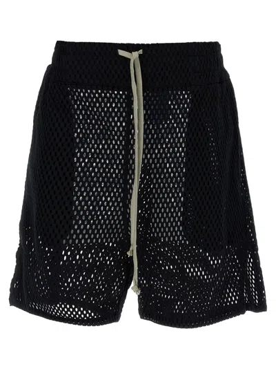 Rick Owens Perforated Cotton Bermuda Shorts In Black