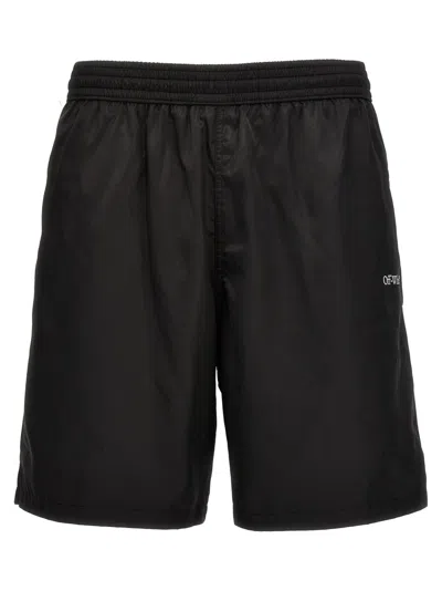 Off-white Scribble Diags-print Elasticated Swim Shorts In Black
