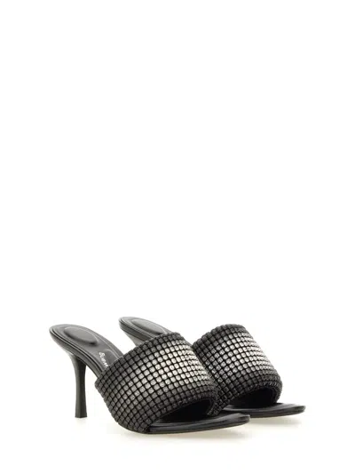 Alexander Wang Heiress 85mm Mule Sandal In Crystal Mesh In Black