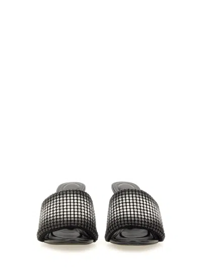 Alexander Wang Heiress 85mm Mule Sandal In Crystal Mesh In Black