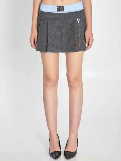 Alexander Wang Tailored Mini Skirt With Logo Patch In Gray