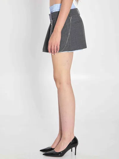 Alexander Wang Tailored Mini Skirt With Logo Patch In Gray