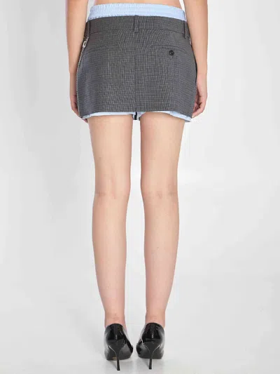 Alexander Wang Tailored Mini Skirt With Logo Patch In Gray