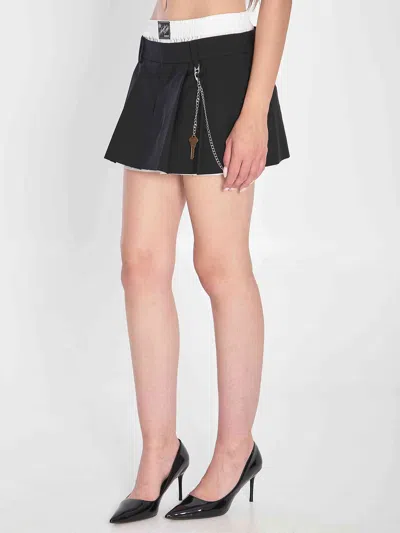 Alexander Wang Pre-styled Pleated Skort With Chain In Black