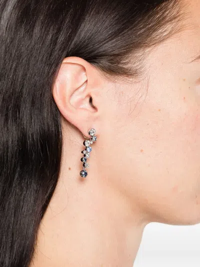 Swarovski Constella Rhodium Plated Drop Earrings In Metallic