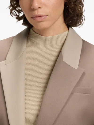 Hugo Boss Womens Open Brown Colour-block Lapel Single-breasted Virgin-wool Blazer In Brown