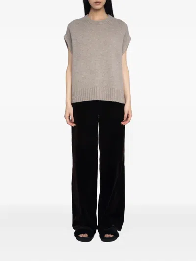 Zadig & Voltaire Womens Avoine Contrast-edge Relaxed-fit Sleeveless Wool And Cashmere-blend Jumper In Neutral
