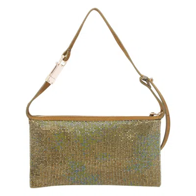 Benedetta Bruzziches Metallic Rectangular Shoulder Bag With Adjustable Strap In Green