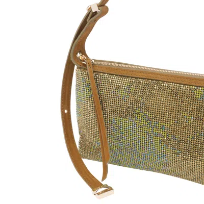 Benedetta Bruzziches Metallic Rectangular Shoulder Bag With Adjustable Strap In Green