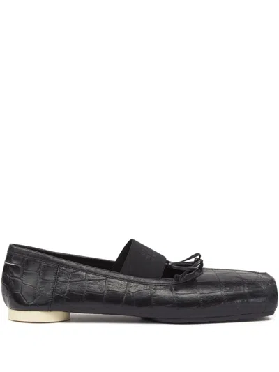 Mm6 Maison Margiela Crocodile-effect Leather Ballerina In Black