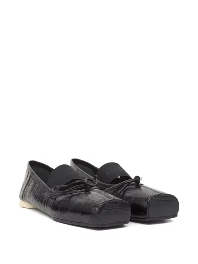 Mm6 Maison Margiela Crocodile-effect Leather Ballerina In Black