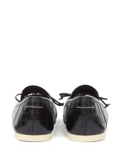 Mm6 Maison Margiela Crocodile-effect Leather Ballerina In Black