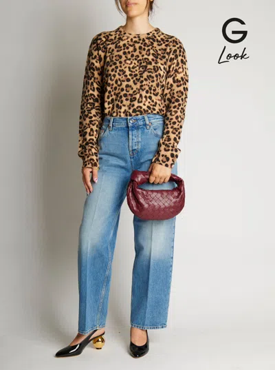 Bottega Veneta Women Mini Jodie Leather Handbag With Intrecciato Motif In Burgundy