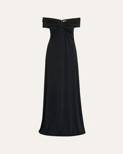 Carolina Herrera Off-the-shoulder Ruched Gown In Black