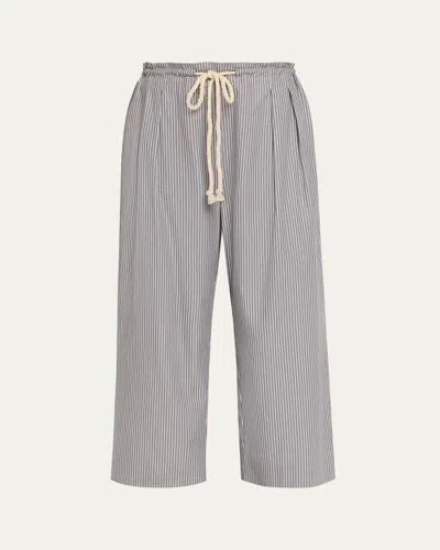 Maria Mcmanus Railroad Stripe Pleated Drawstring Pants In Gray