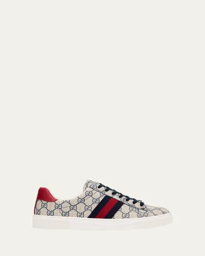 Gucci Ace Monogram Canvas Low-top Sneakers In Multi