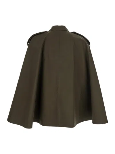 Burberry Cotton Cape With Traditional Check Lining In Brown
