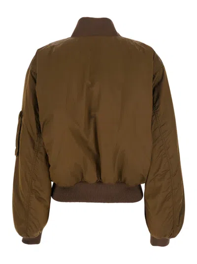 Chloé Zip-up Cropped Bomber Jacket In Brown