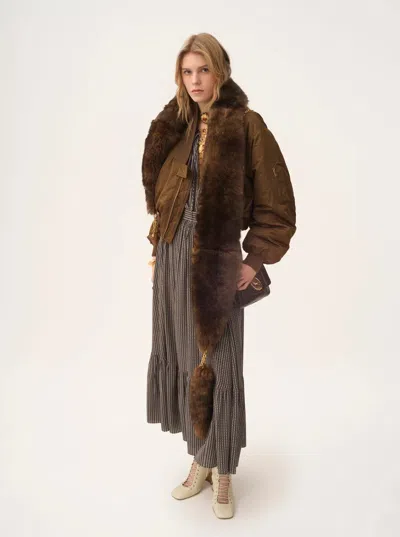 Chloé Zip-up Cropped Bomber Jacket In Brown