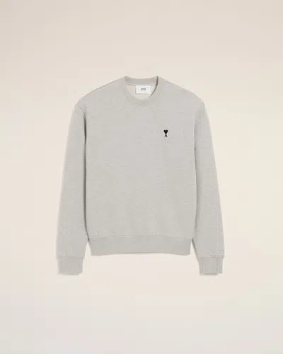 Ami Alexandre Mattiussi Ami Classic Crewneck Sweater With Ribbed Cuffs In Gray
