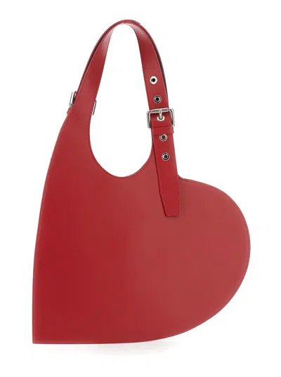 Coperni Heart-shaped Red Calfskin Tote Bag With Adjustable Handle In Red