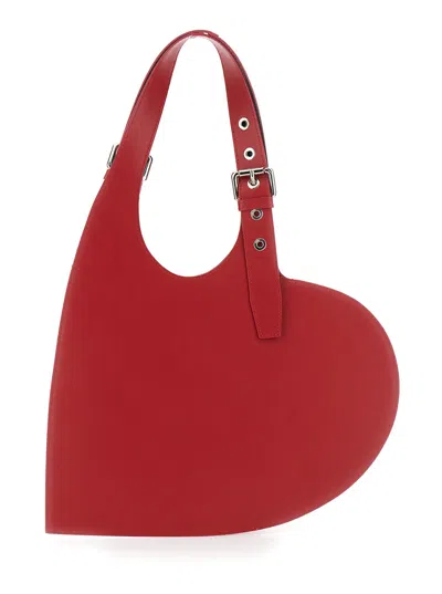 Coperni Heart-shaped Red Calfskin Tote Bag With Adjustable Handle In Red