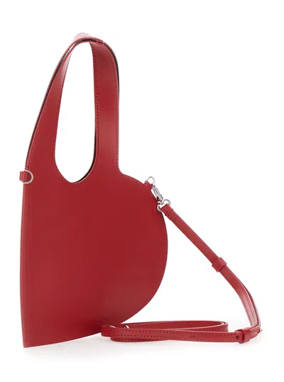 Coperni Heart-shaped Red Calfskin Tote Bag With Adjustable Handle In Red