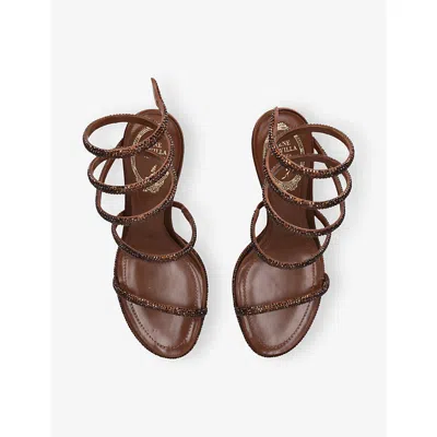 René Caovilla Womens Cleo Ii 105 Crystal-embellished Leather Heeled Sandals Brow In Brown